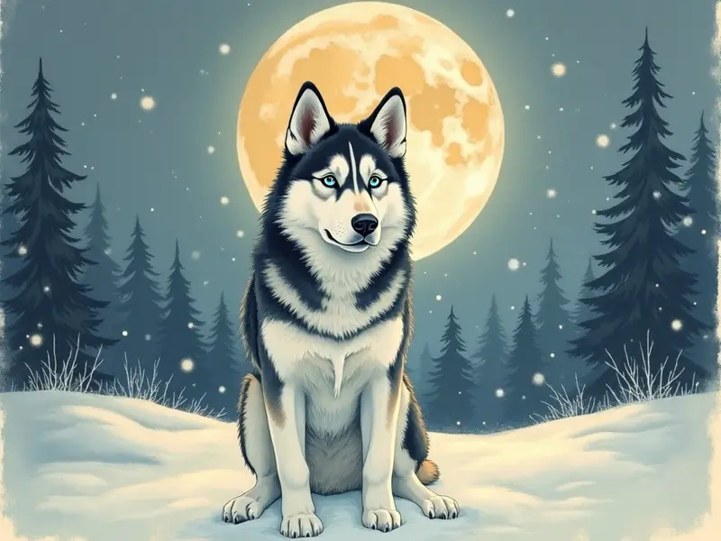 Illustration du rêve : husky