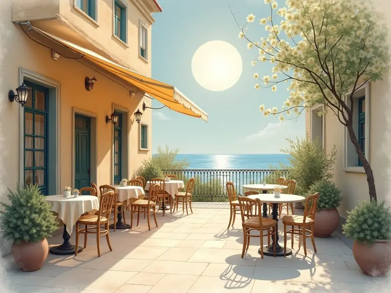 Illustration du rêve : terrasse de café